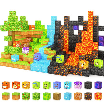 Dinosaur Toys Magnetic Blocks - Build Mine Magnet World Dinosaur Adventure Set, Magnetic Building Blocks Outdoor Toddler Toys For 3+ Year Old Boys & Girls, Creative Jurassic Scenes Kids Toys Games