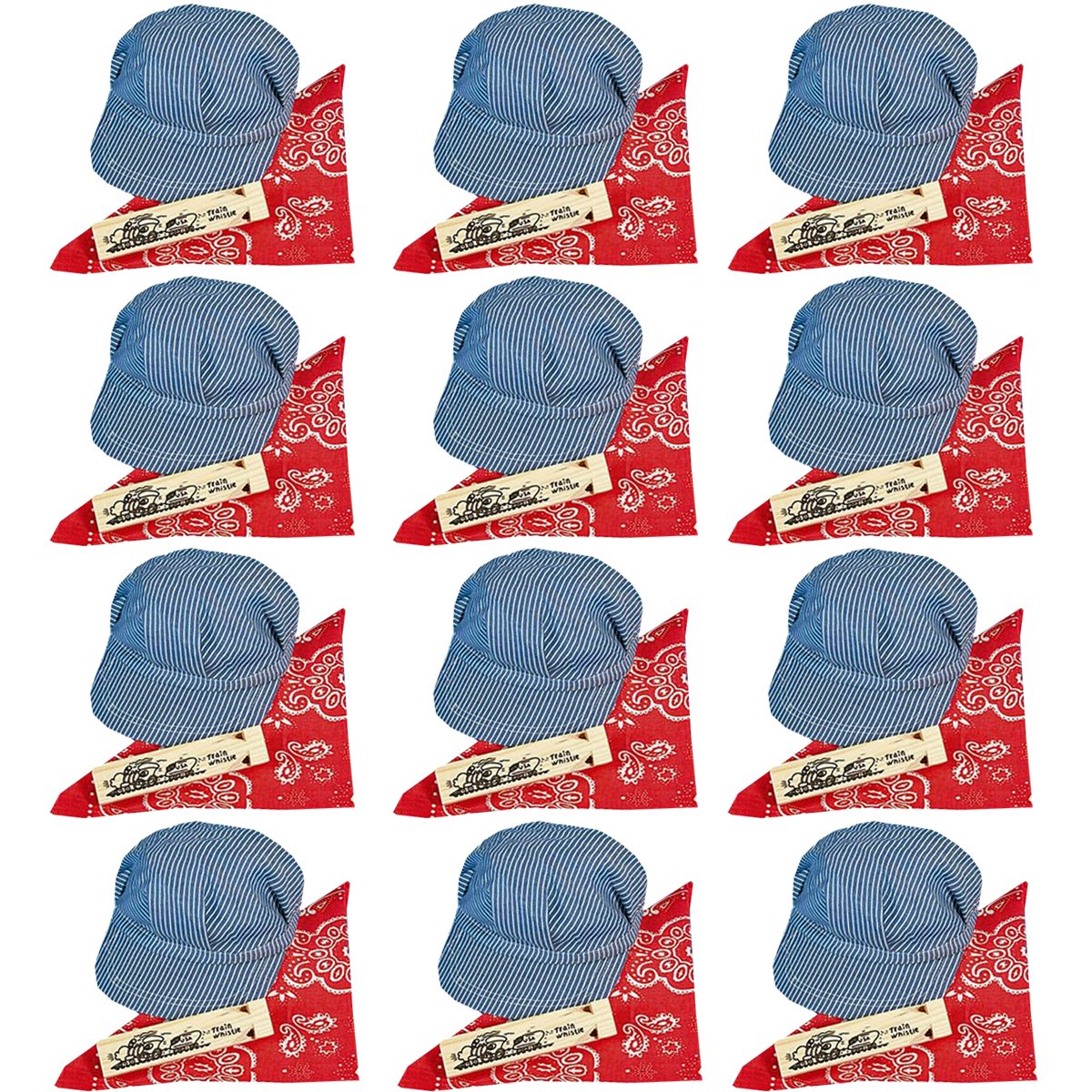 Funny Party Hats Childs Train Conductor Hat Dress Up Kit - Hat, Whistle, and Bandana (12 per package)