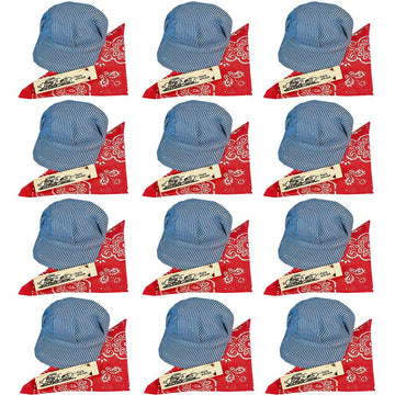 Funny Party Hats Childs Train Conductor Hat Dress Up Kit - Hat, Whistle, and Bandana (12 per package)