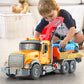 Dwi Dowellin Kids Toys for 3 4 5 6 7 Years Old Boys, 15'' Large Tow Truck Toy,Friction Powered Transport Truck Crane Toy with Li