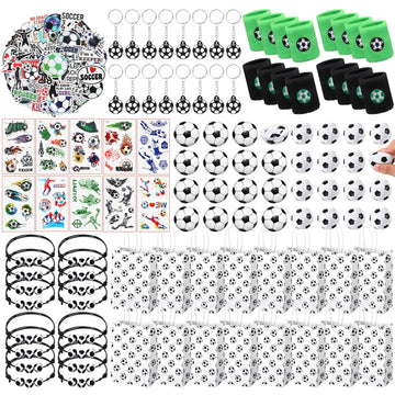 Aoriher 162 Pcs Soccer Party Favors, Soccer Party Gift Goodie Bag Fillers Foam Soccer Balls Tattoo Stickers Keychains Sticker Ch