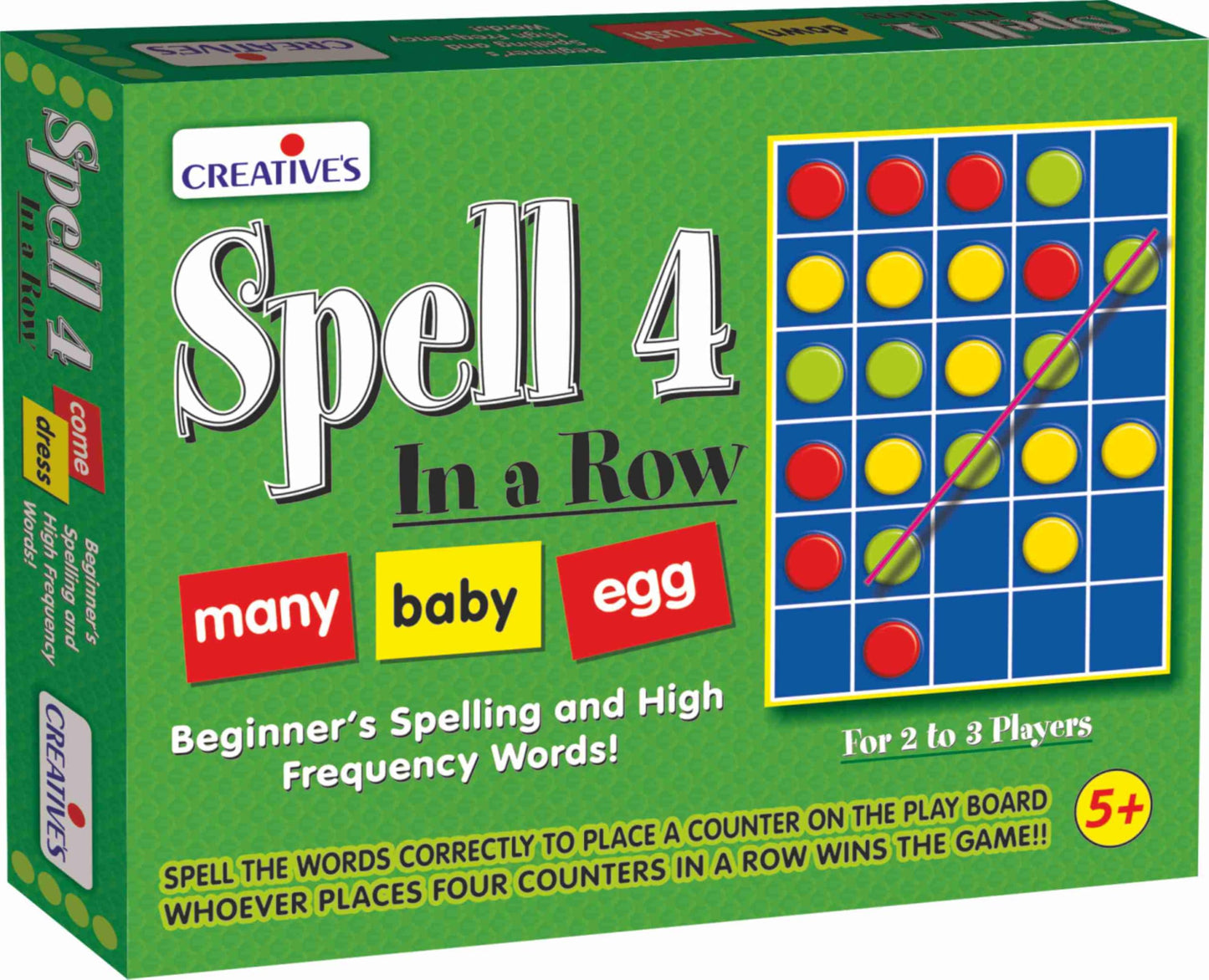 CreativeS Spell 4 In A Row| Learn Spelling| High Frequency Words For Kids Board Game| Start Learning Reading And Writing |Learn 
