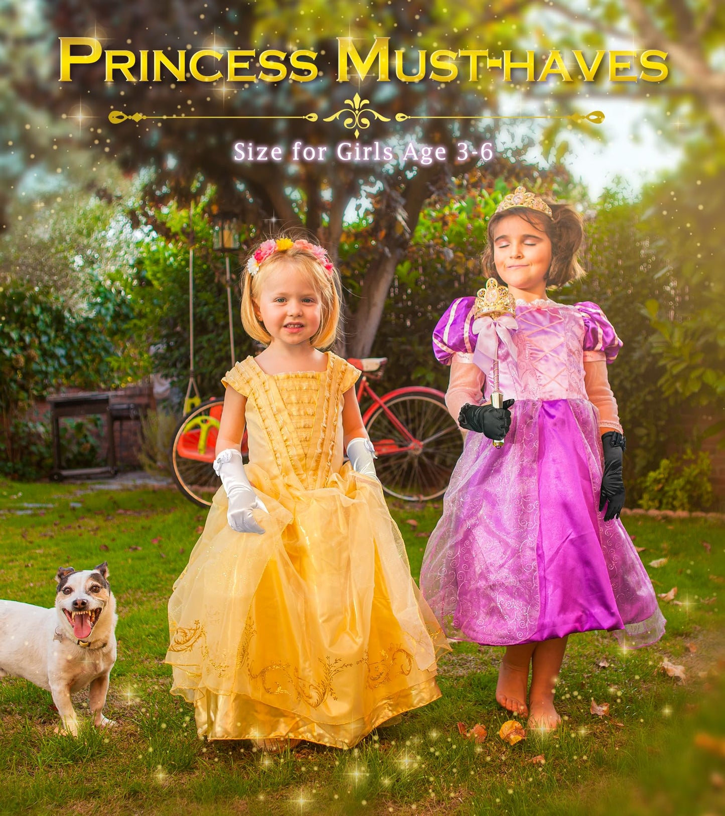 Bibuty Princess Dress Up Accessories Princess Gloves For Little Girls, Black Toddler Gloves For Girls Princess Dress Up Set, Cos