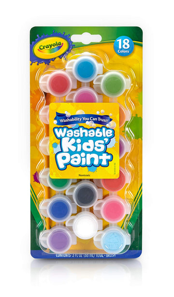 Crayola Washable Kids Paint Set & Paintbrush, Painting Supplies, 18 Count