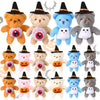 Blueweenly 24 Pcs Mini Halloween Bear Small Halloween Stuffed Animal Soft Tiny Pumpkin Plush Doll Keychain With Cap Trick Or Tre