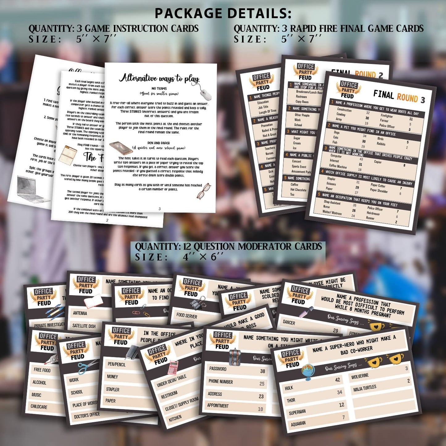 Office Party Friendly Feud Quiz, Office Family Feud Game, Team Building Games, Adult Holiday Games For Work Party, Workplace Trivia Game, Feud Trivia Quiz (O01)