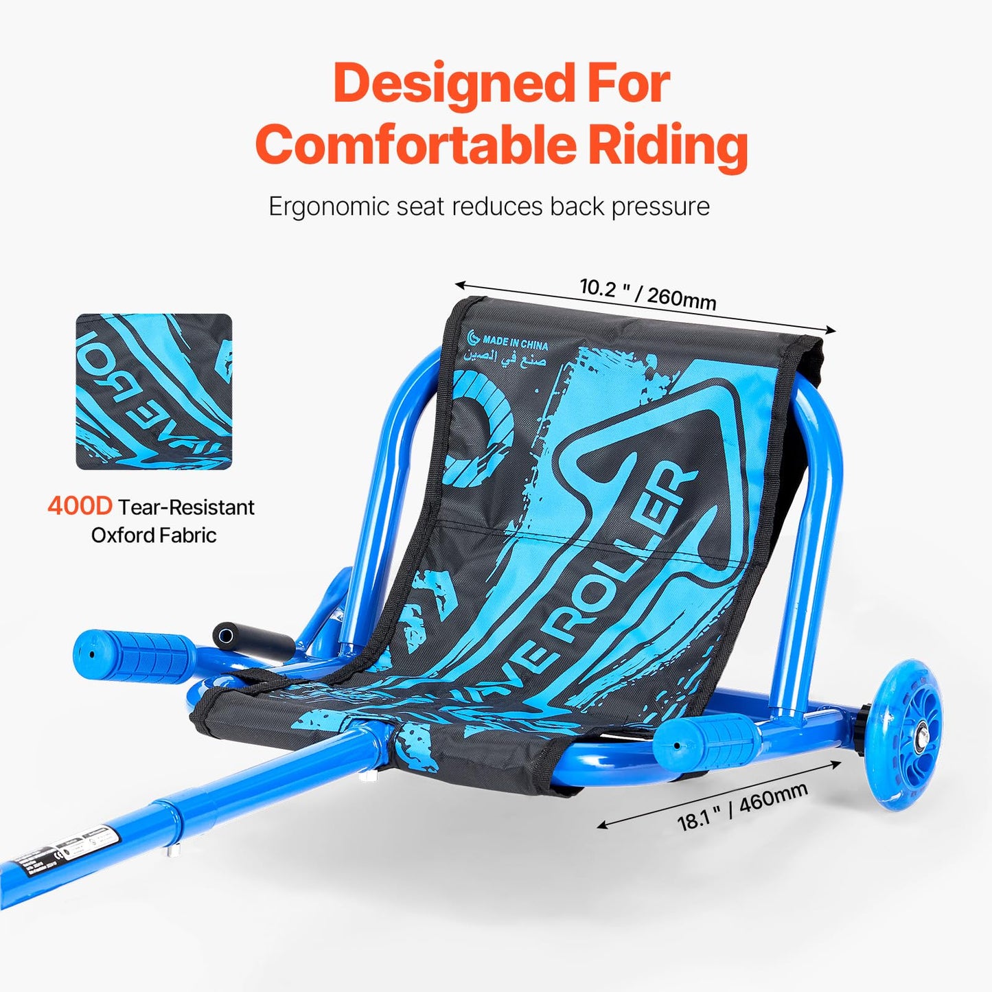 Vevor Ride-On Scooter, 132 Lbs Load Capacity, Swing Side-To-Side For Amazing Ride, Powered By Zig-Zag Motion, Drifts On Any Hard