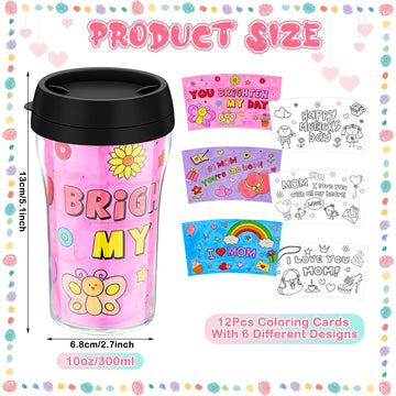 Yiyiring Set of 24 Mothers Day DIY Color Your Own Cups 10 oz Coloring Cups for Kids Color Your Own Plastic Mugs for Kids Party