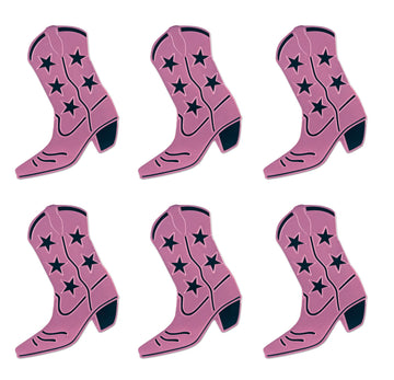 Beistle , 6 Piece Foil Cowboy Boot Silhouettes, 16 (Pink/Black)
