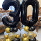 40 Inch Black 30 Number Balloons Giant Jumbo Huge 30 Foil Mylar Helium Number Digital Balloons Black Birthday Mylar Digital Ball