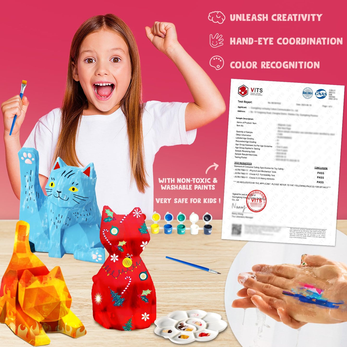 Goody King Paint Your Own Cat Lamp Kit 3pcs,DIY Cat Crafts Night Light, Arts & Crafts for Kids Ages 8-12, Painting Kit for Girls