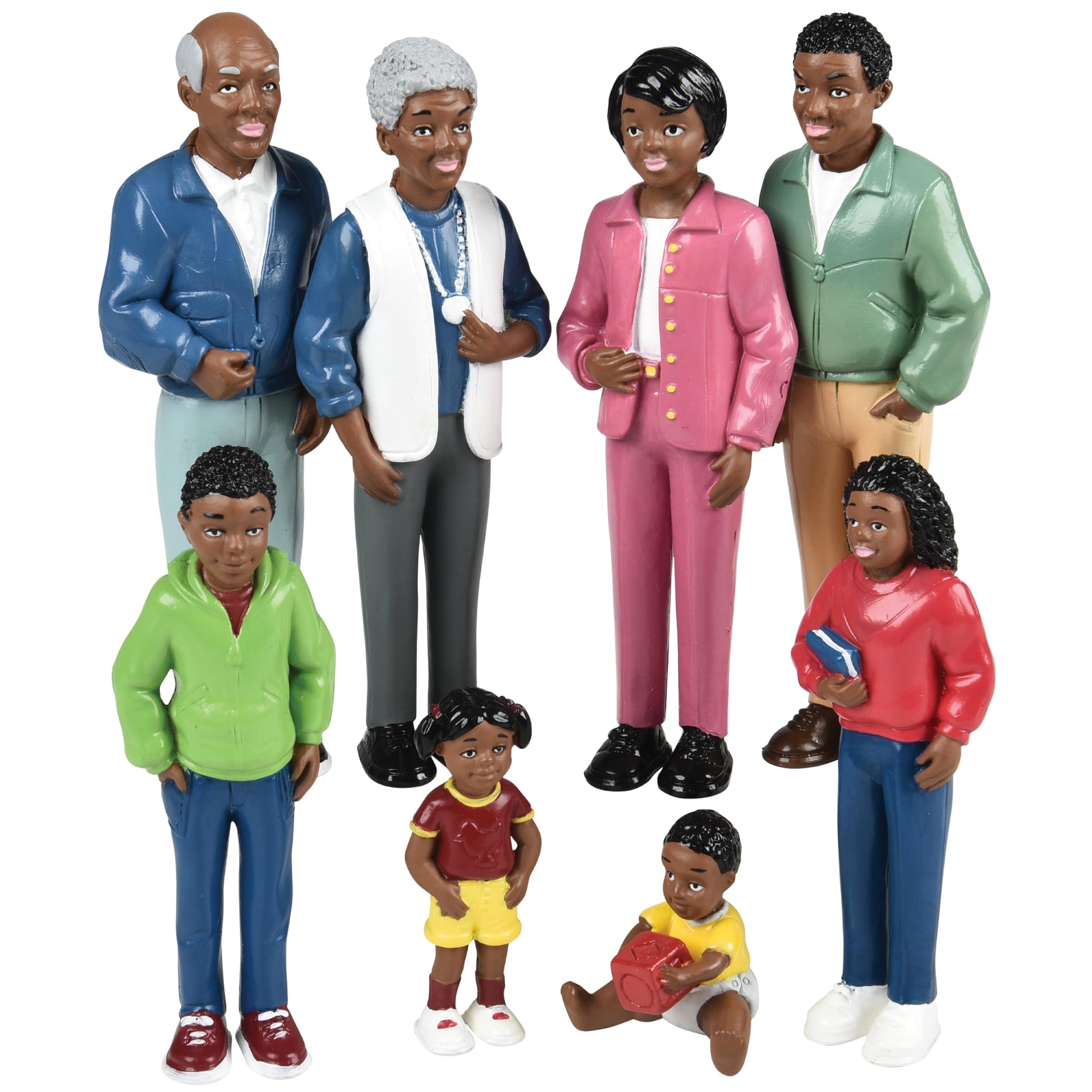 Creative Minds Marvel Education African American Family Toy Figure Set for Kids Ages 3+, Set of 8 Inclusive and Diverse Dollhous