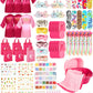 Suhine 6 Set Spa Party Supplies For Girls, Kids Satin Robes Nail Salon Kit Spa Kit Accessories For Birthday Party Favors (Cute C