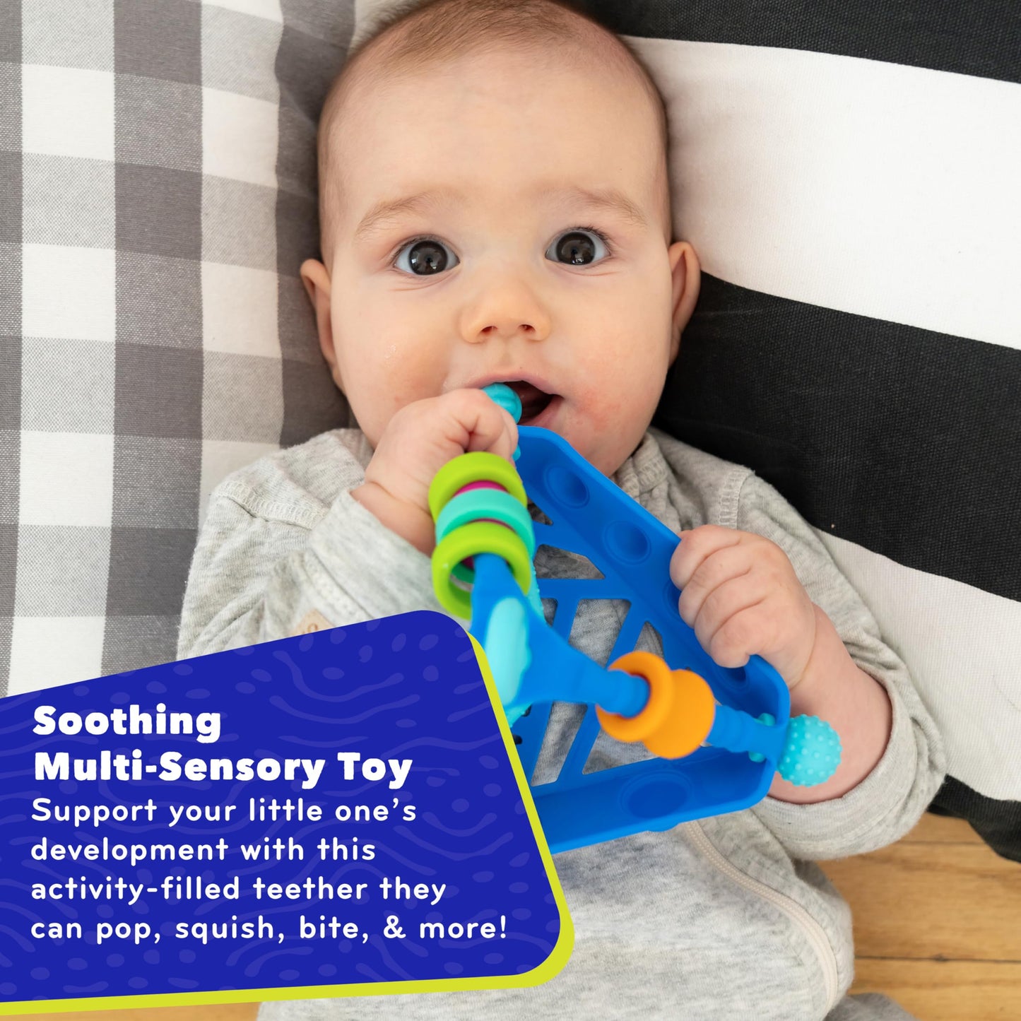 MÖBI Mobi Wigloo Activity Toy - Sensory Teething Toy, Medium, Multicolor, Food Grade Silicone, BPA Free, for Babies 6-12 Months