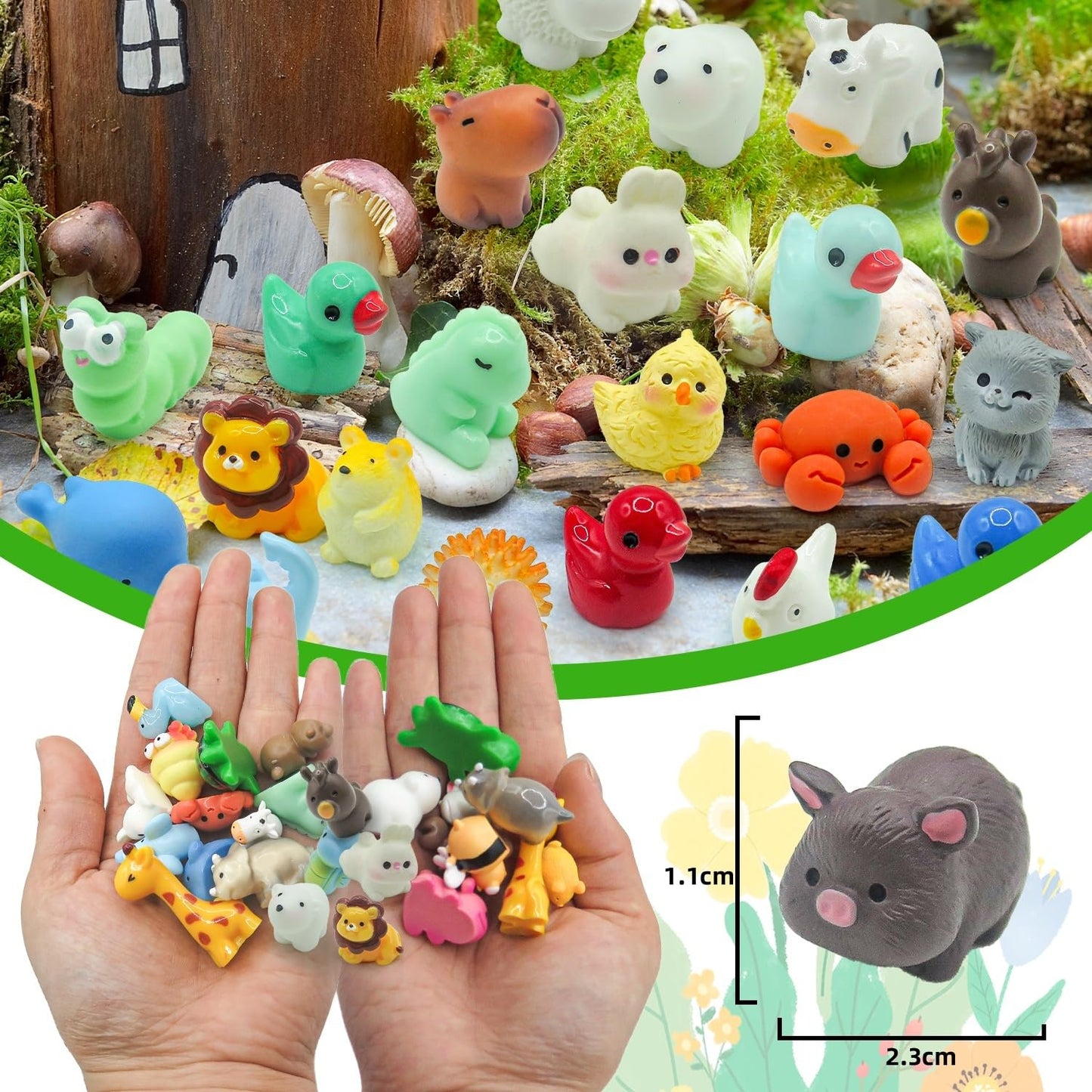 45 Pcs Mini Resin Animals Tiny Animals Mini Ducks Garden Decor 45 Styles Tiny Resin Miniature Figurines Bulk For Dollhouse Slime