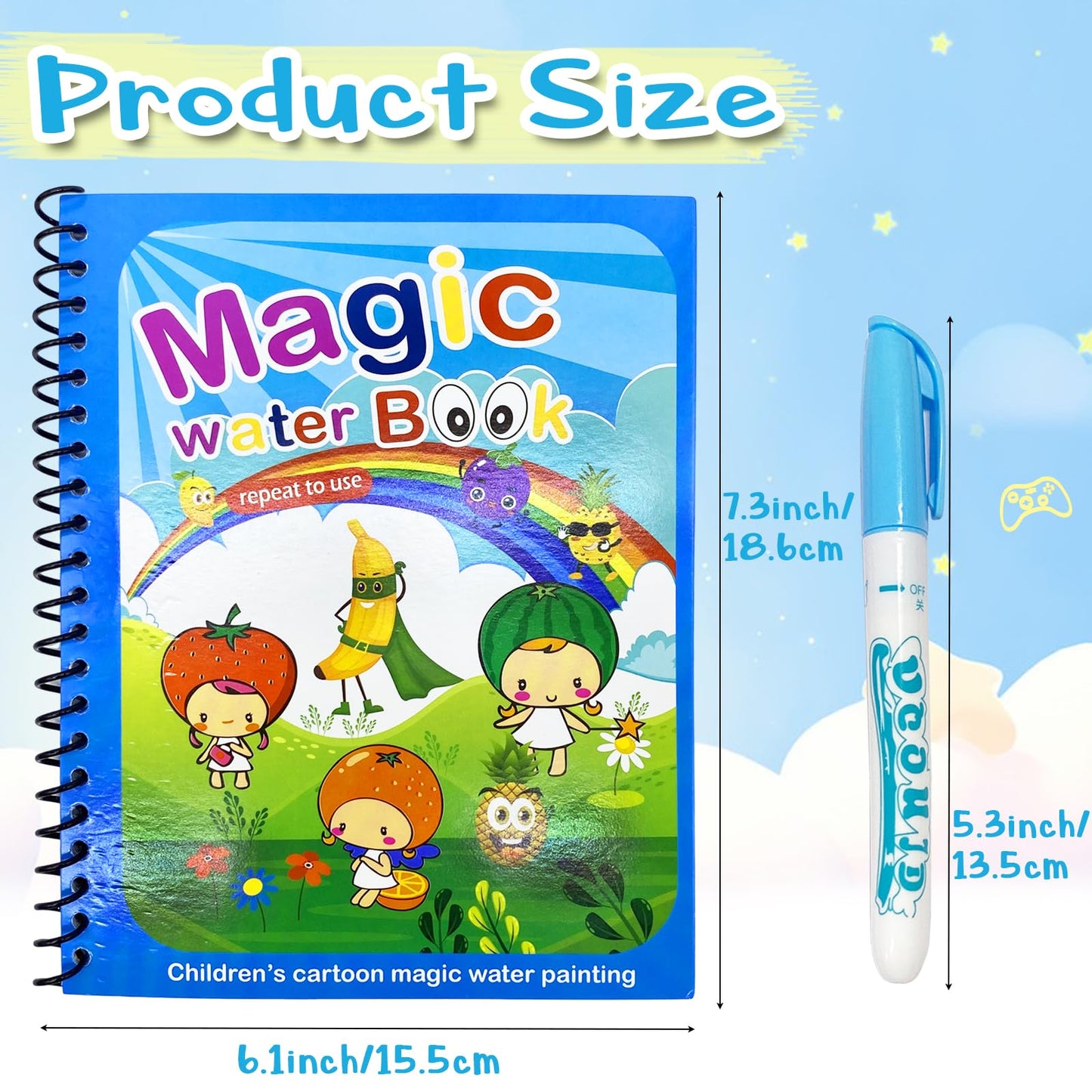 Dduolammng 12 Pack Water Coloring Books,Water Doodle Book Toys,Reusable Water Painting Book For Toddlers,Educational Learning Kits Gifts