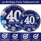 96 Pcs 40Th Birthday Party Supplies Navy Blue And Silver Birthday Plates 40Th Birthday Paper Tableware Happy Birthday Party Plat