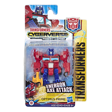 Transformers Toys Cyberverse Action Attackers Scout Class Optimus Prime Action Figure - Repeatable Energon Axe Attack Move - For Kids Ages 6 & Up, 3.75'