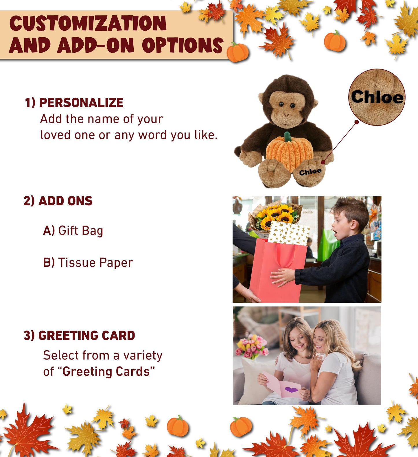 DolliBu Super Soft Brown Monkey Stuffed Animal with Cute Pumpkin Decor Cute Plush Monkey Animal for Fall  Halloween and Thanksgiving  Pumpkin Toy for Baby  Kids  mature-themeds 9 Inches