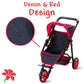 Baby Doll Stroller For Dolls - Jogger Toy Doll Stroller For Toddlers 3 Years And Up, Adjustable Canopy & Storage Basket, Denim Design For Kids