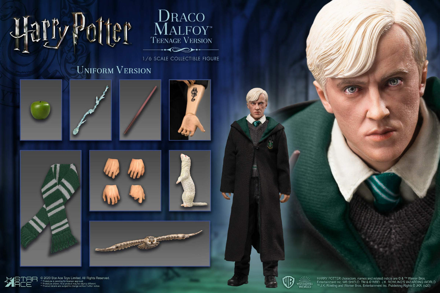Star Ace Toys Harry Potter & The Half-Blood Prince: Draco Malfoy (Teen School Uniform Version) 1:6 Scale Action Figure, Multicolor