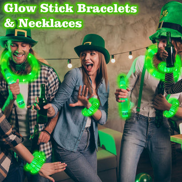 Kannove 12 Pcs Green Glow Sticks Party Favors For Kids,Led Light Up Pop Tubes For Toddlers,Neon Necklaces Bracelets Accessories,