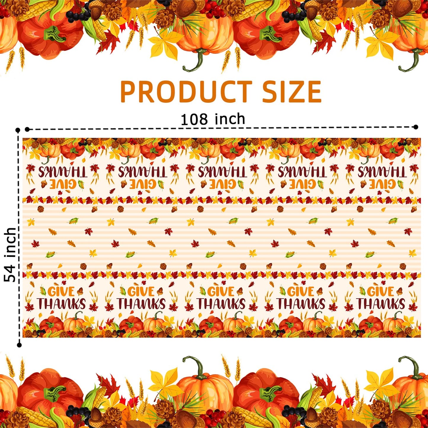 UROINEPA Thanksgiving Tablecloth 3 Pcs Fall Table Cloths Rectangle Maple Leaf Pumpkin Table Cloth Autumn Tablecover for Thanksgi