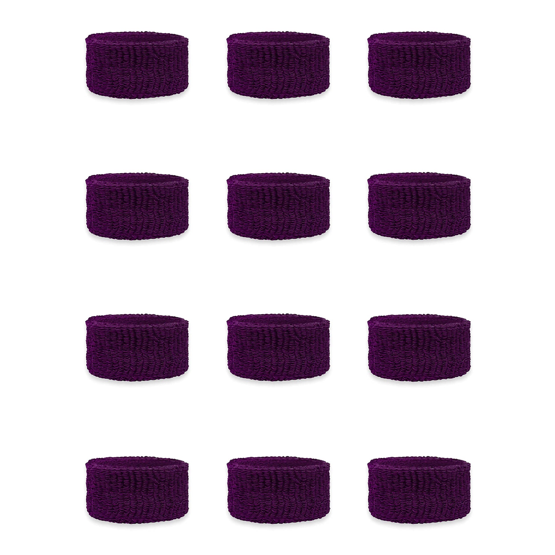 Couver Kids Children 1 Inch - Purple Cotton Terry Cloth Wristband for School, Church, YMCA Activities or evens(6 Pairs)