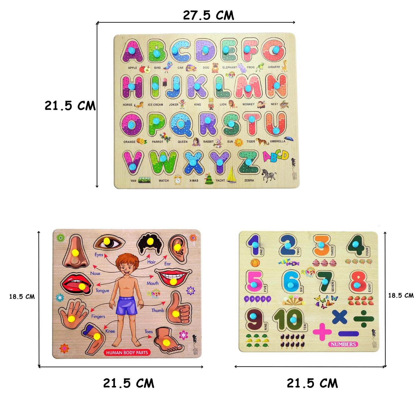 Lefan Colorful Wooden Puzzle Toy For Kids Jigsaw Puzzles For Adults Baby Learning Educational Toys Board Game (Abcd + Body Parts