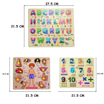 Lefan Colorful Wooden Puzzle Toy For Kids Jigsaw Puzzles For Adults Baby Learning Educational Toys Board Game (Abcd + Body Parts
