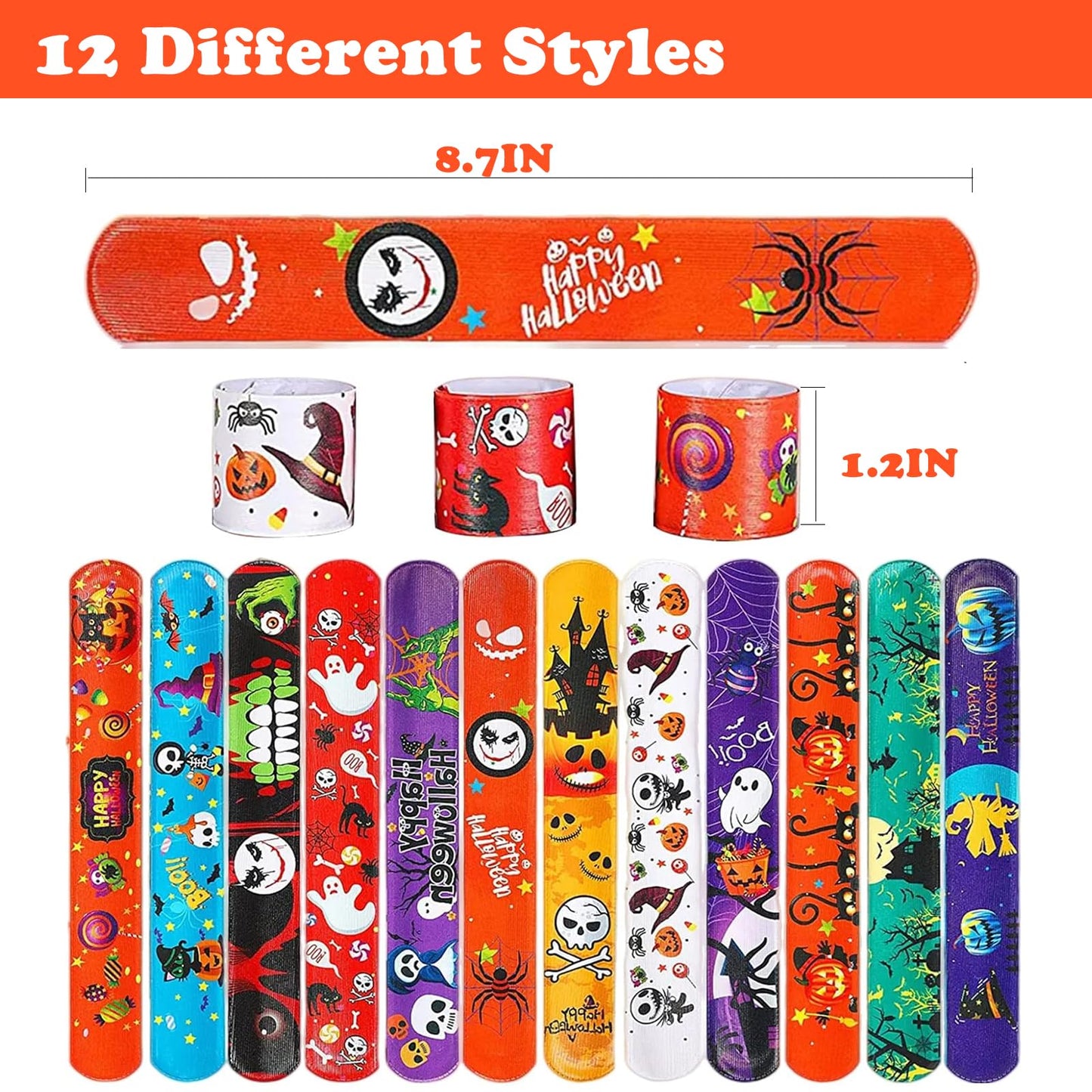 Novahance 36 Pcs Halloween Slap Bracelets Party Favors,Bulk Snap Bracelet Party Favors Supplies For Kids&Teens Gifts Teacher Cla