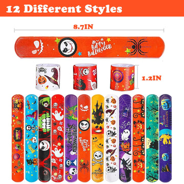 Novahance 36 Pcs Halloween Slap Bracelets Party Favors,Bulk Snap Bracelet Party Favors Supplies For Kids&Teens Gifts Teacher Cla