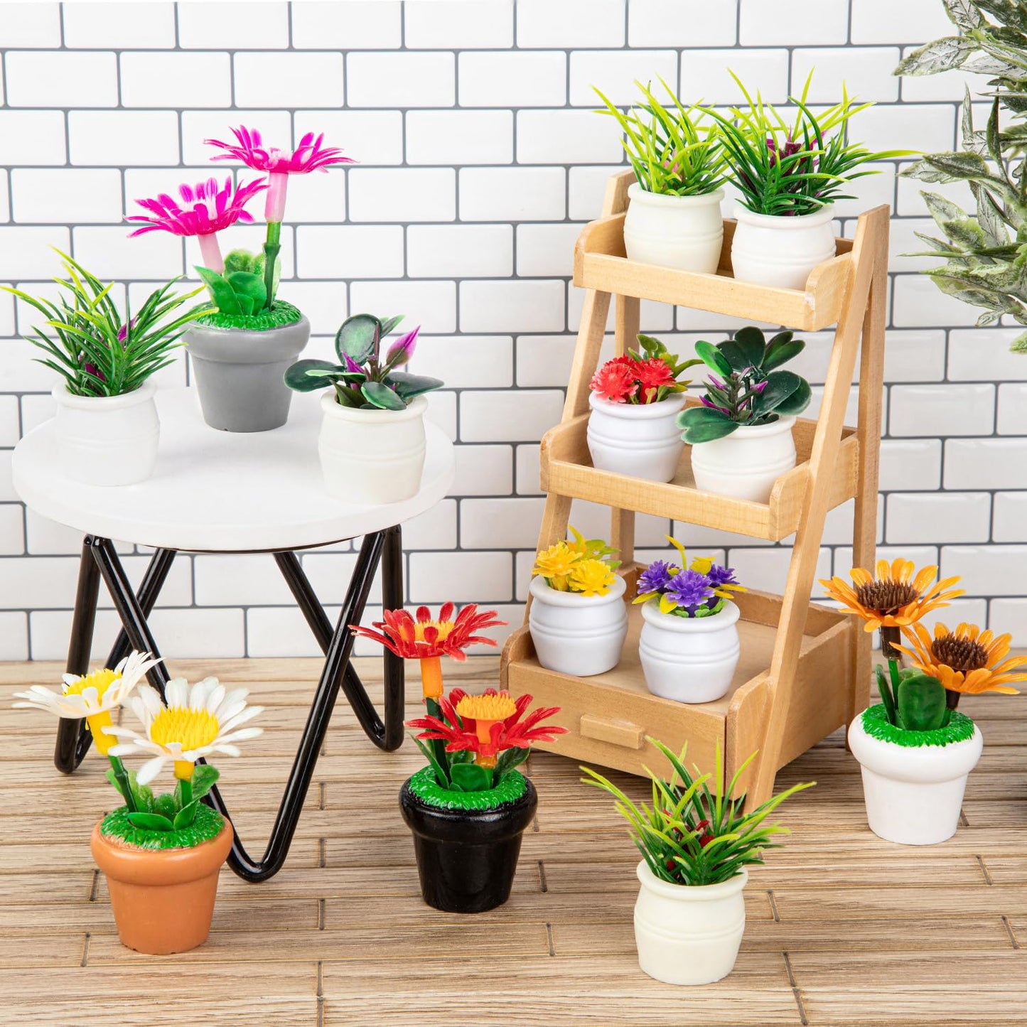 26Pcs Dollhouse Plant, Miniature Bonsai Plant Mini Potted Plant Flower for Dollhouse Decoration, Christmas Birthday Present DIY