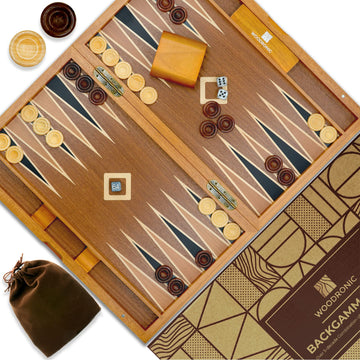 Woodronic 15' Wooden Backgammon Set, Folding Classic Board Game, Best Strategy Game And Smart Game Of Tactics For Kids And Adults