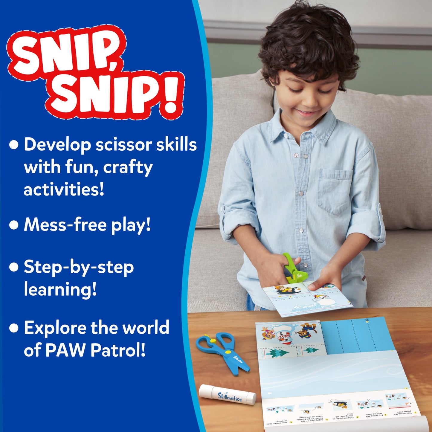 Skillmatics Scissor Skills Activity Book - Snip Snip PAW Patrol, Stocking Stuffers, Preschool Cutting & Creative Activities, Fel