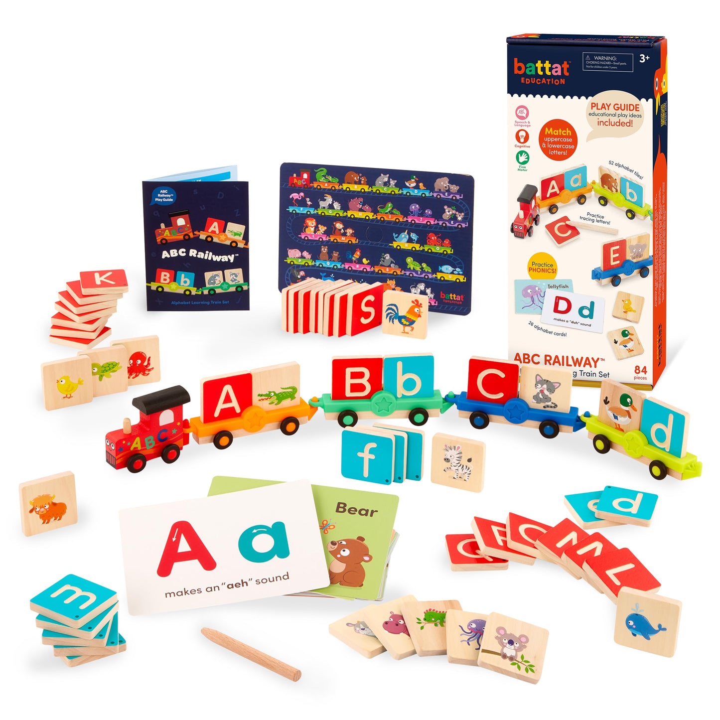 Battat Education - Wooden Letter Train Set - Alphabet Toy Train - Letter Train - Abc Train Toy - 3 Years + - 84 Pieces