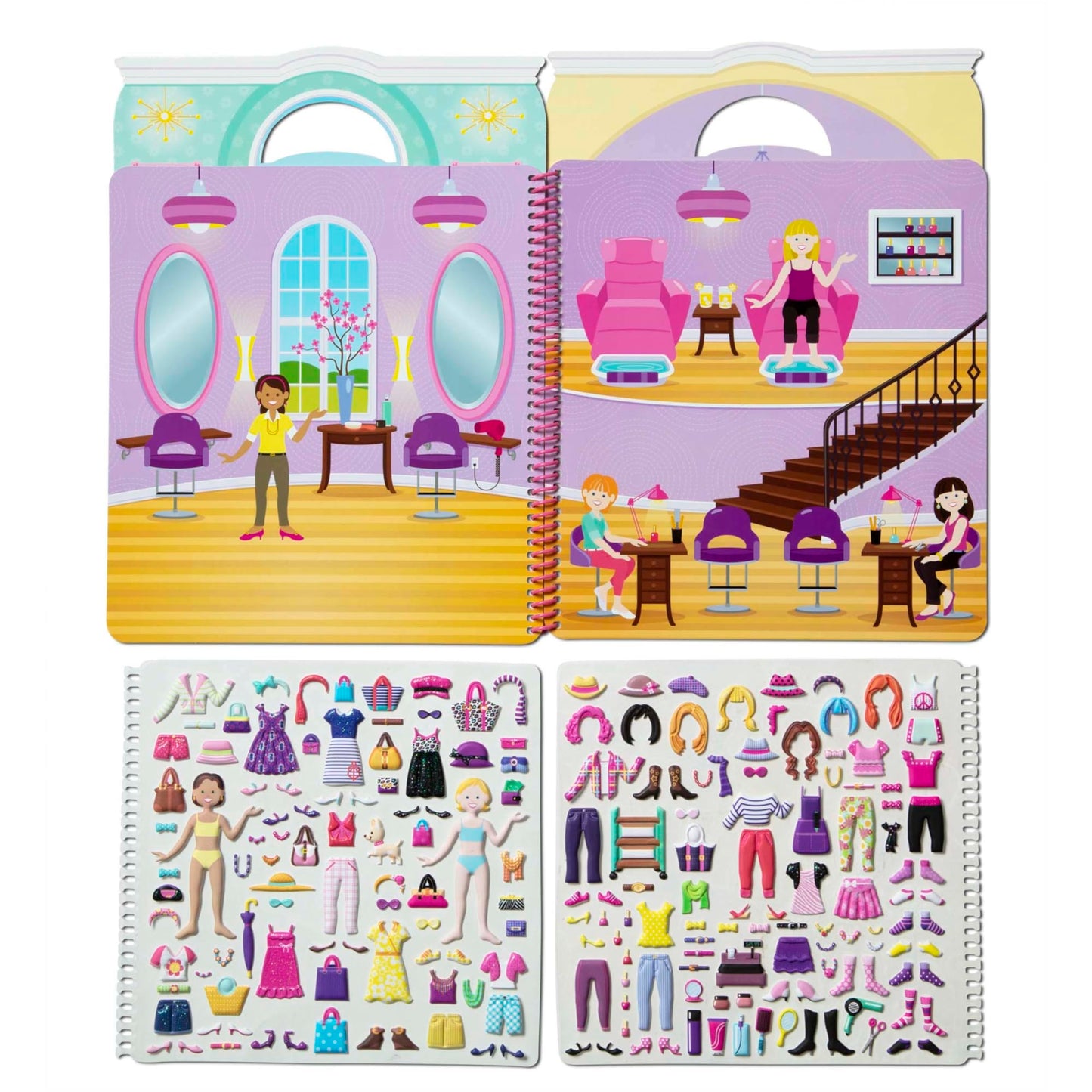 Melissa & Doug Day of Glamour Puffy Sticker Activity Book – 196 Reusable Stickers, Fashion-Themed Travel Toy, Multicolor, 11.2"x8.2"