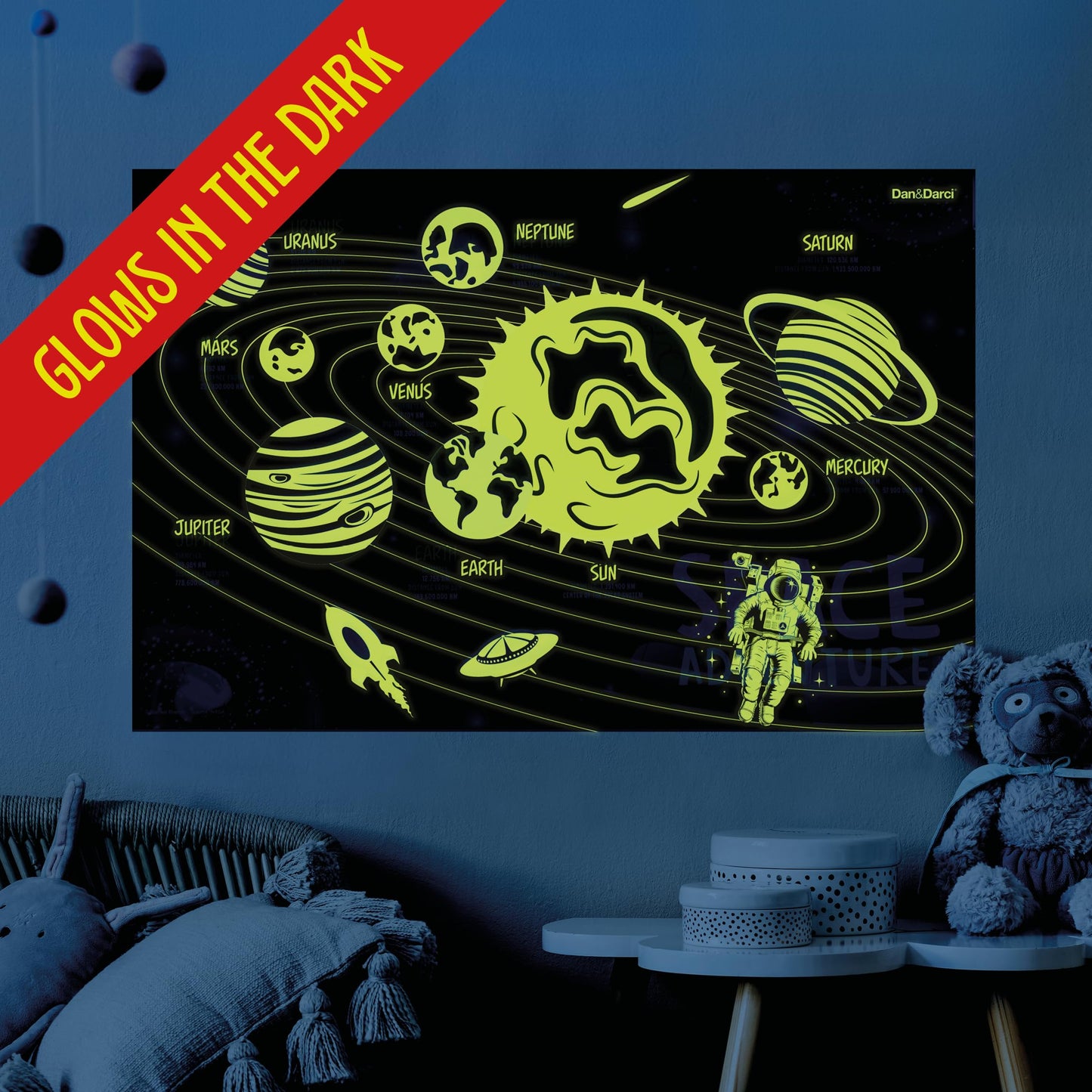 Glow In The Dark 100 Piece Galaxy Puzzle For Kids - Space Jigsaw Puzzles Toys For Boys & Girls Ages 6-8 - Christmas Birthday Gifts For Age 6 7 8 Year Old Toddler Boy Girl Gift - Planet Toy