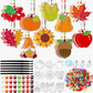 Beeveer 30 Sets Fall Plant Suncatchers Art Kits DIY Thanksgiving Pumpkin Maple Leaf Acorn Suncatcher Crafts Paint Your Own Windo