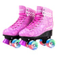 Skate Gear Extra Support Quad Roller Skates For Kids And Adults (Graphic Purple W Led, Women'S 6 / Youth 5 / Men'S 5)