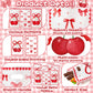 ArianQicult Bow Party Favor Bags - 50Pcs Red Cherry Goody Candy Treat Gifts Bags Coquette Bow Party Decorations for Birthday Wed