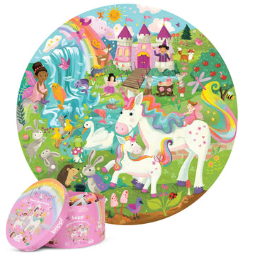 Unicorn Jigsaw Puzzle For Kids Ages 5-8 - 150 Piece Round Unicorn Kids Puzzles - Princess Puzzle With Fairies And Animals Made With 100% Recycled Card By Boppi
