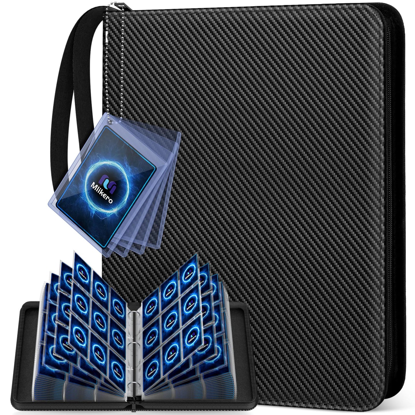 Mlikero Card Binder 9 Pocket  Trading Card Binder with Card Display Design  720 Double Sided Pocket PU Collection Binder  Card Albums for MTG  TCG  and Sports Cards