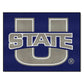 FANMATS 2534 Utah State University All-Star Mat | Navy | 33.75x42.5 | U State Primary Logo