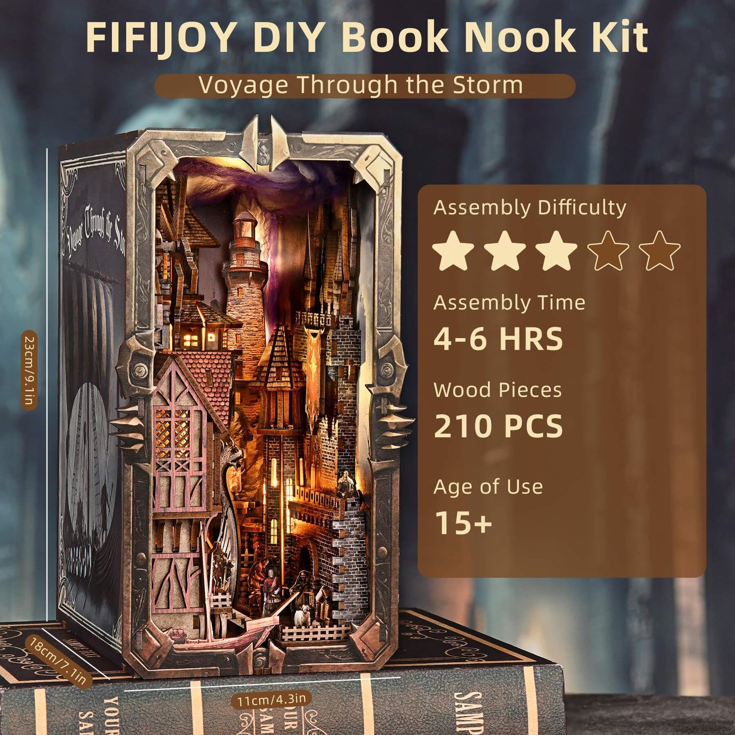 fifijoy DIY Viking Book Nook Kit  Miniature House Dollhouse Kit for mature-themed and Teens  Booknook Bookend Tiny House Model Build Bookshelf Insert Decor 3D Wooden Puzzle  Gifts for Family  Friends