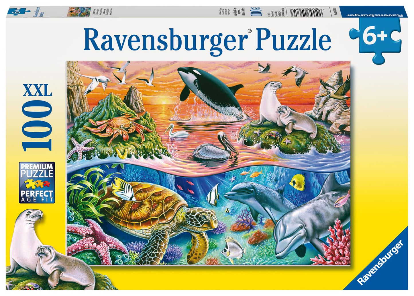 Ravensburger 100-Piece Beautiful Ocean Jigsaw Puzzle | Durable Cardboard | Kid-Friendly | 19x14 inches | Multicolor | FSC Certified