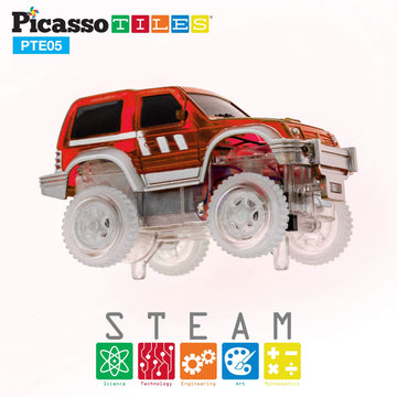Picassotiles 2Pcs Magnetic Toy Car Set Highly Detailed Compatible With Magnet Race Track Stem Truck Replacement Accessories Educ
