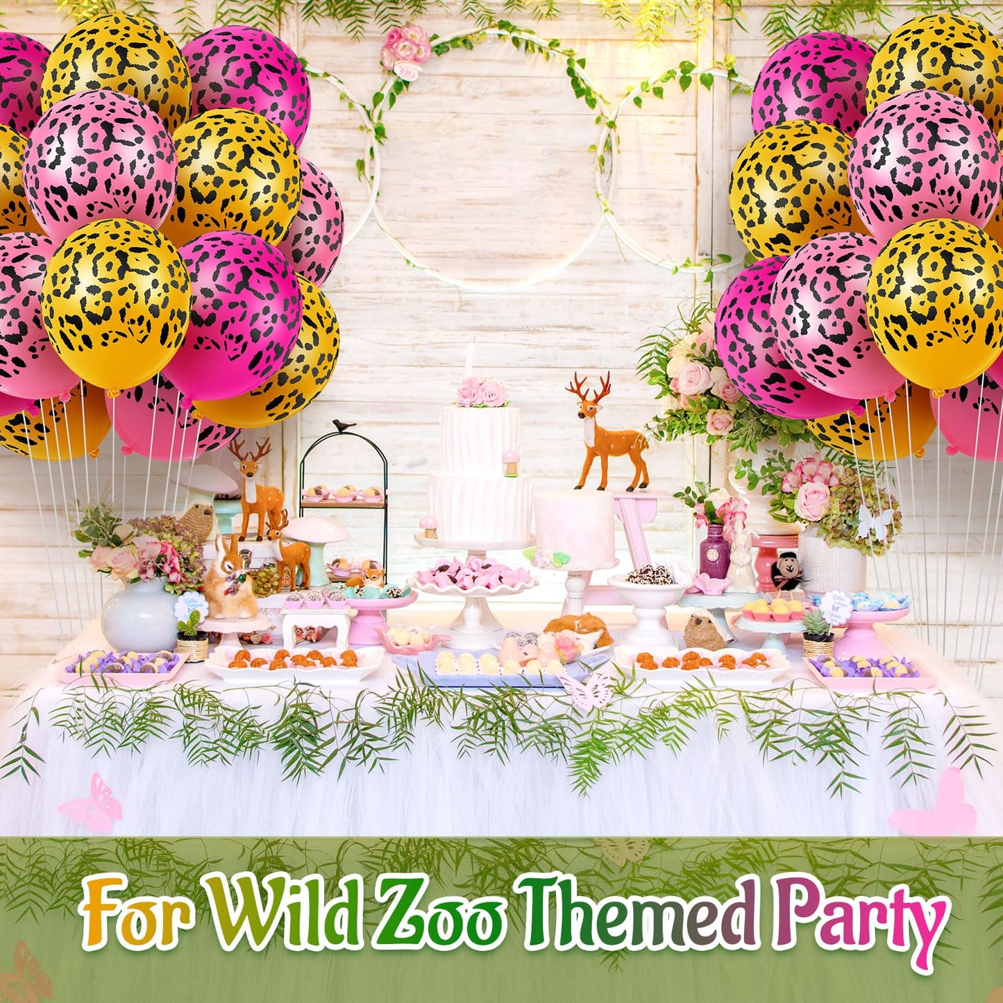 Gejoy 36 Pcs Cheetah Balloons, 12 Inch Pastel Leopard Print Latex for Jungle Theme Birthday Party Decorations