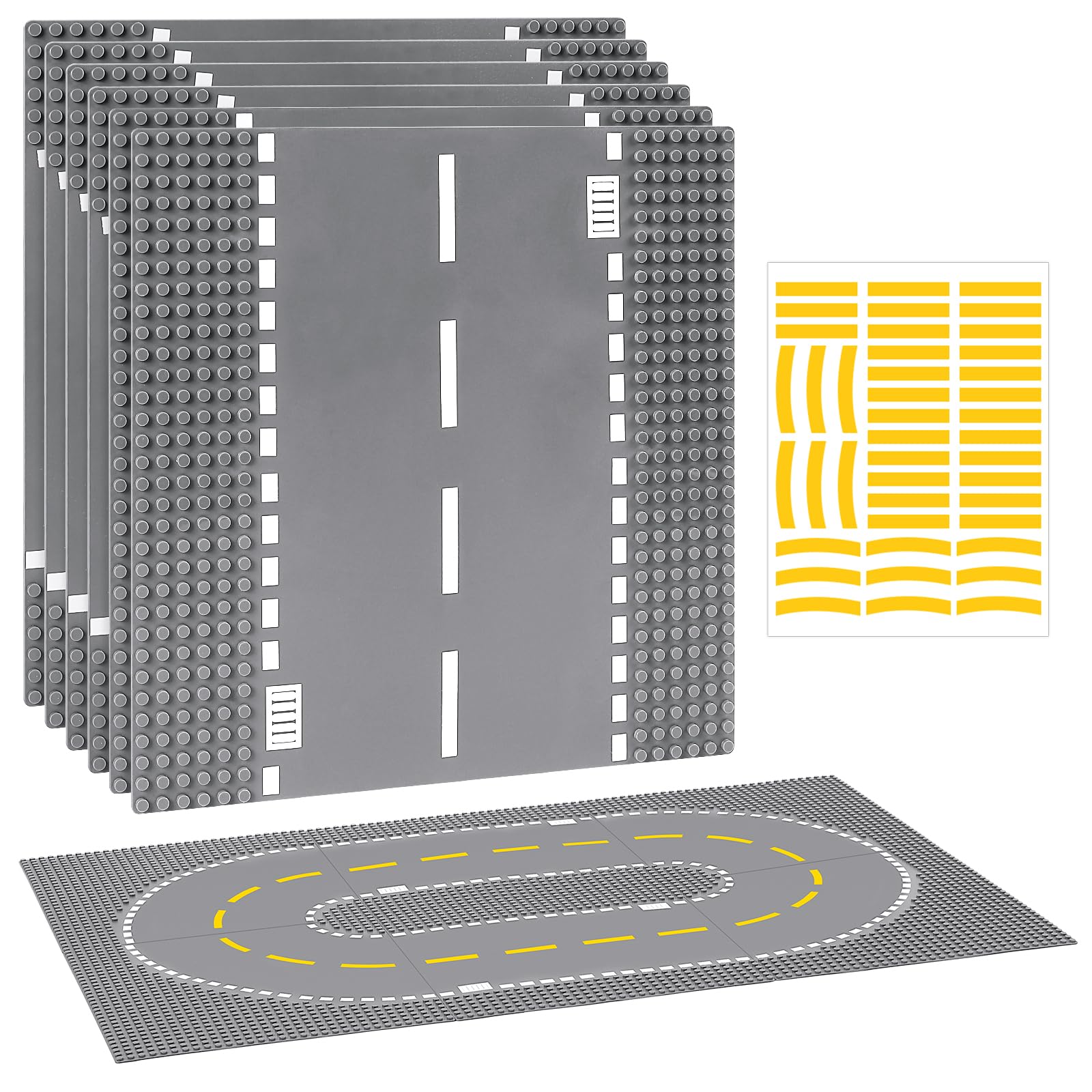 6 Pack Road Base Plates For Building, Compatible With Lego Classic Bricks, 10    X 10    Baseplates Fits For Lego Roads, Road Ba