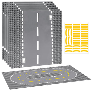 6 Pack Road Base Plates For Building, Compatible With Lego Classic Bricks, 10    X 10    Baseplates Fits For Lego Roads, Road Ba